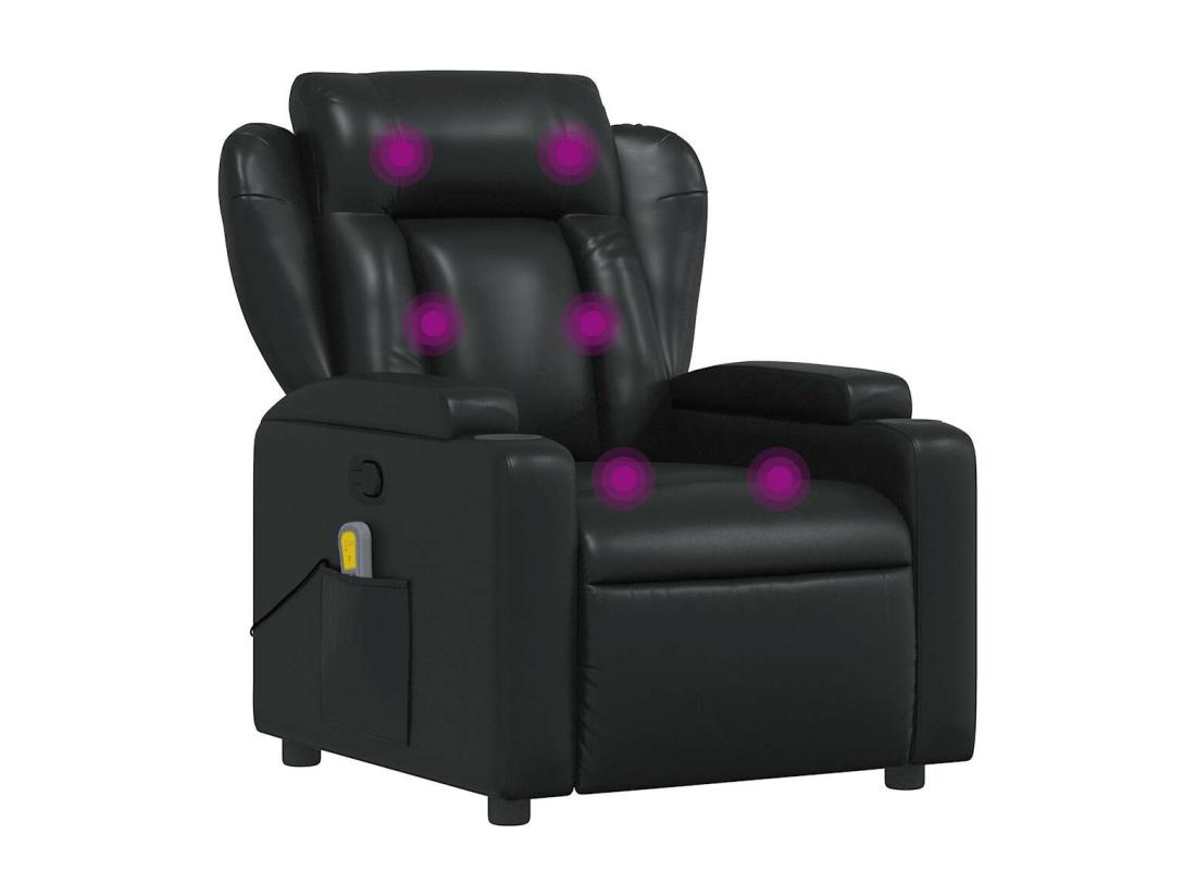 Vente Unique Fauteuil Massant Inclinable Noir Similicuir