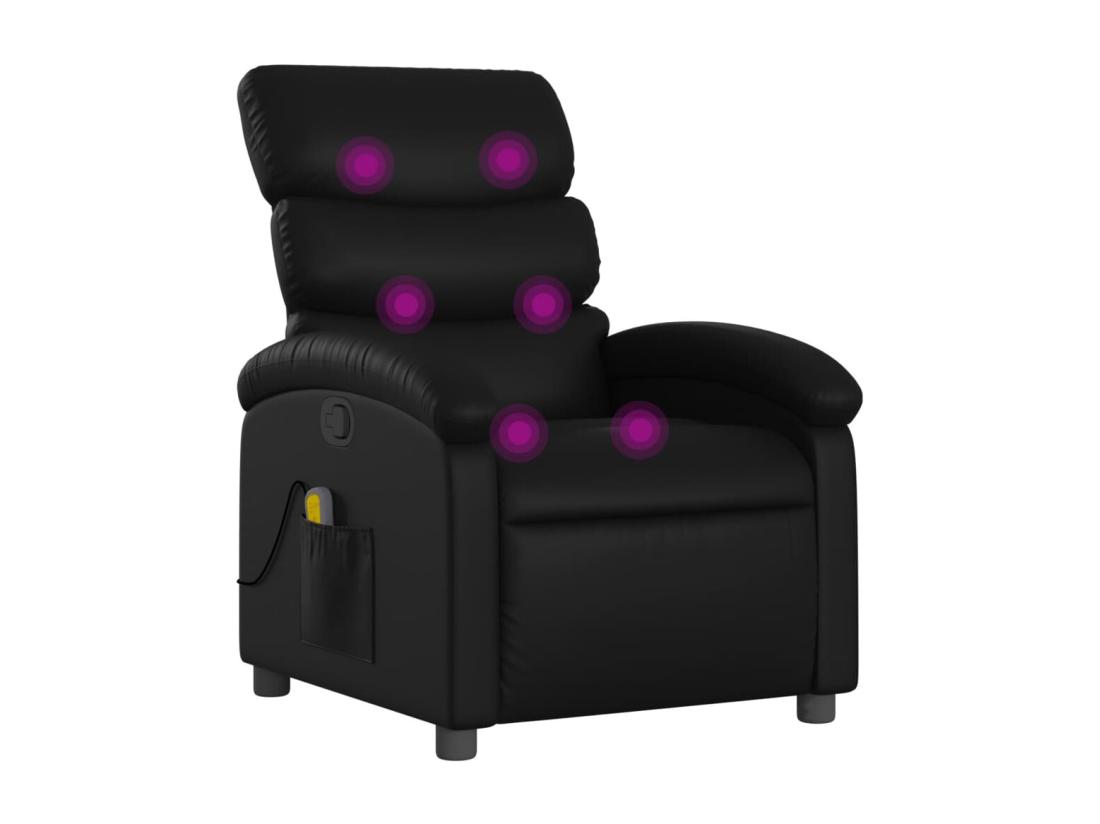 vente unique Fauteuil massant inclinable Noir Similicuir