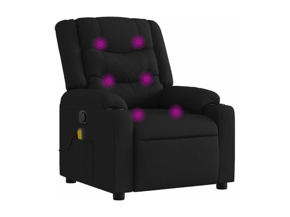 Vente Unique Fauteuil Massant Inclinable Noir Tissu