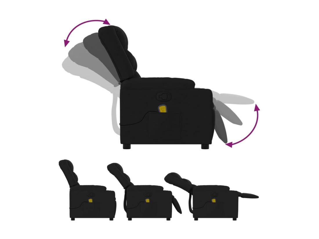Vente Unique Fauteuil Massant Inclinable Noir Tissu