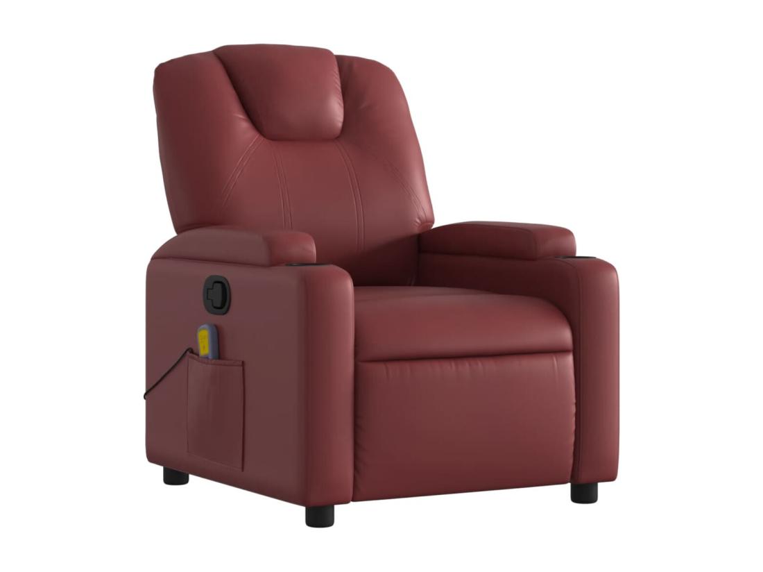 Vente Unique Fauteuil Massant Inclinable Rouge Bordeaux Similicuir