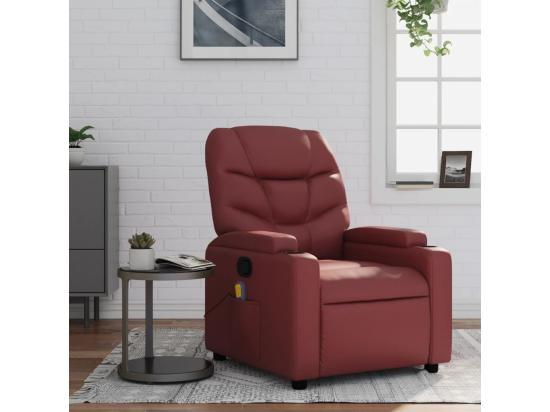 Vente Unique Fauteuil Massant Inclinable Rouge Bordeaux Similicuir