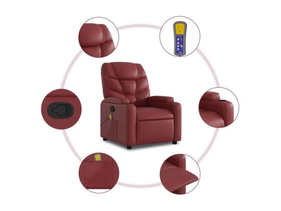 vente unique Fauteuil massant inclinable Rouge bordeaux Similicuir