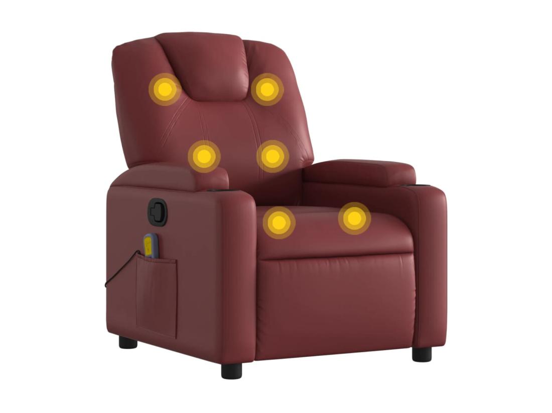 vente unique Fauteuil massant inclinable Rouge bordeaux Similicuir