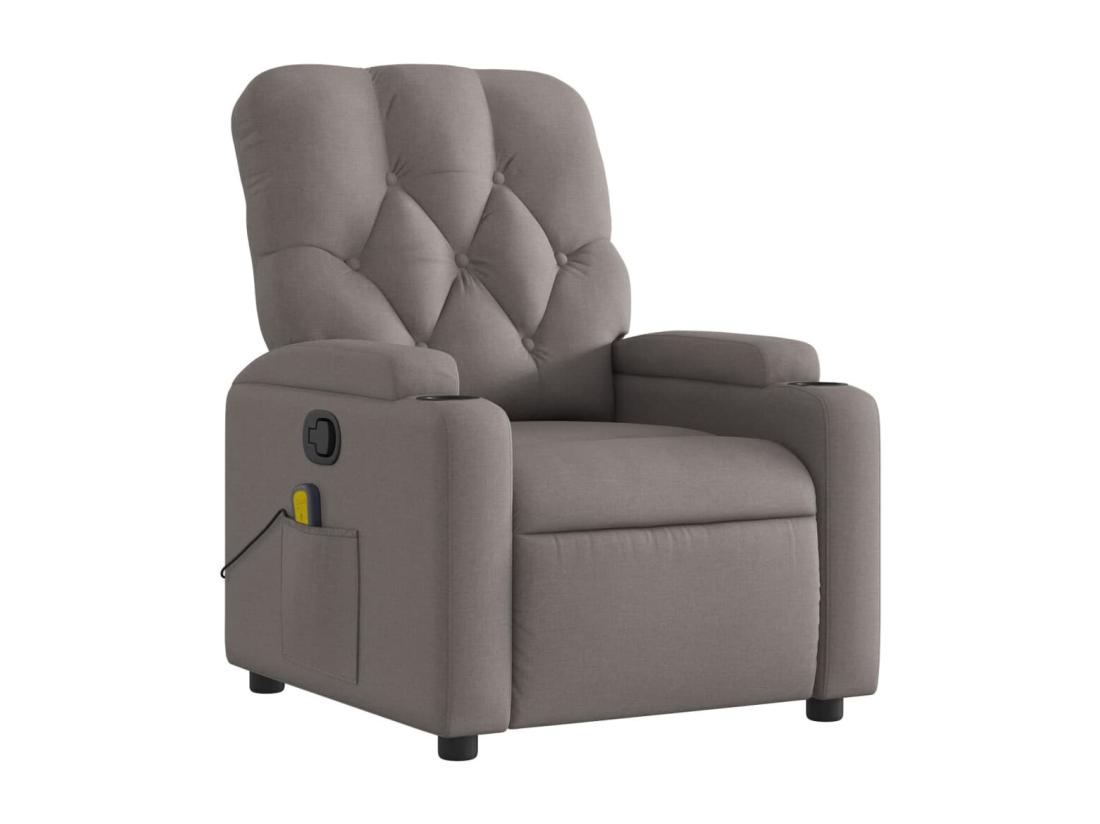 Vente Unique Fauteuil Massant Inclinable Taupe Tissu