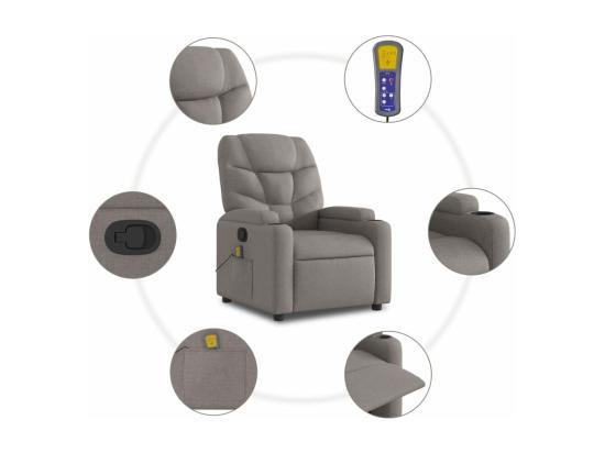 Vente Unique Fauteuil Massant Inclinable Taupe Tissu