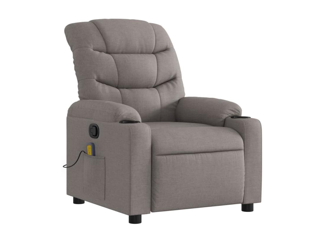 Vente Unique Fauteuil Massant Inclinable Taupe Tissu