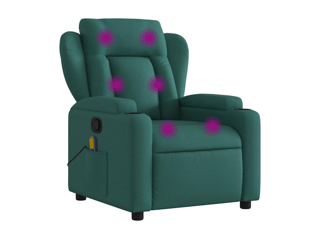 Vente Unique Fauteuil Massant Inclinable Vert Foncé Tissu