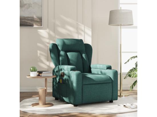 vente unique Fauteuil massant inclinable Vert foncé Tissu