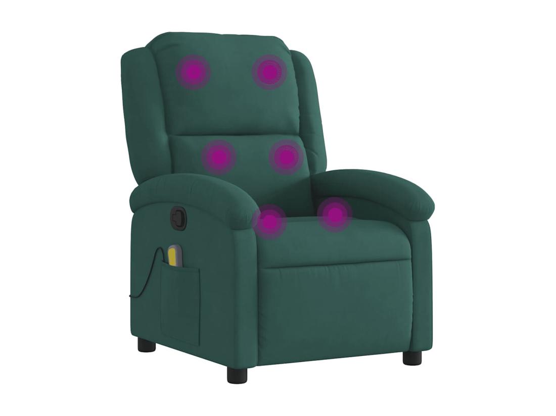 vente unique Fauteuil massant inclinable vert foncé velours