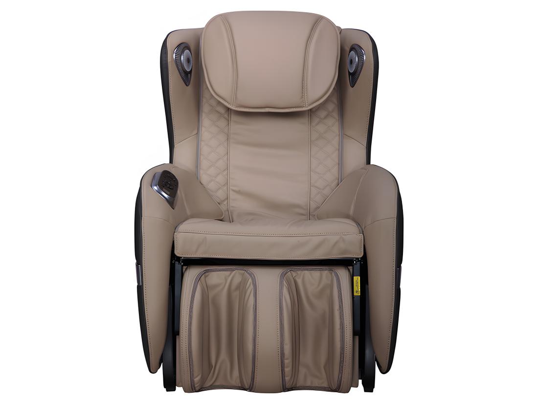 Vente Unique Fauteuil Massant KASOU En Simili Avec LEDs - Système Zéro Gravité - Option Bluetooth - Beige