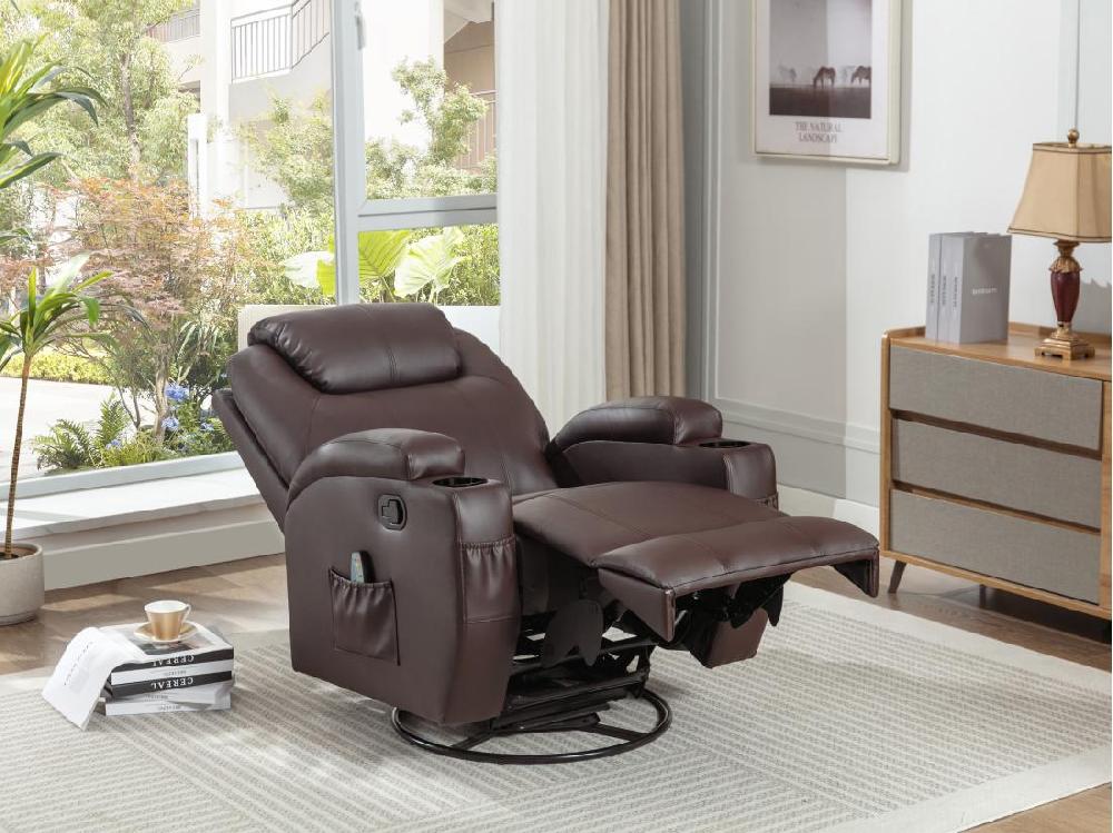 Vente Unique Fauteuil Massant SILVANO En Simili - Marron