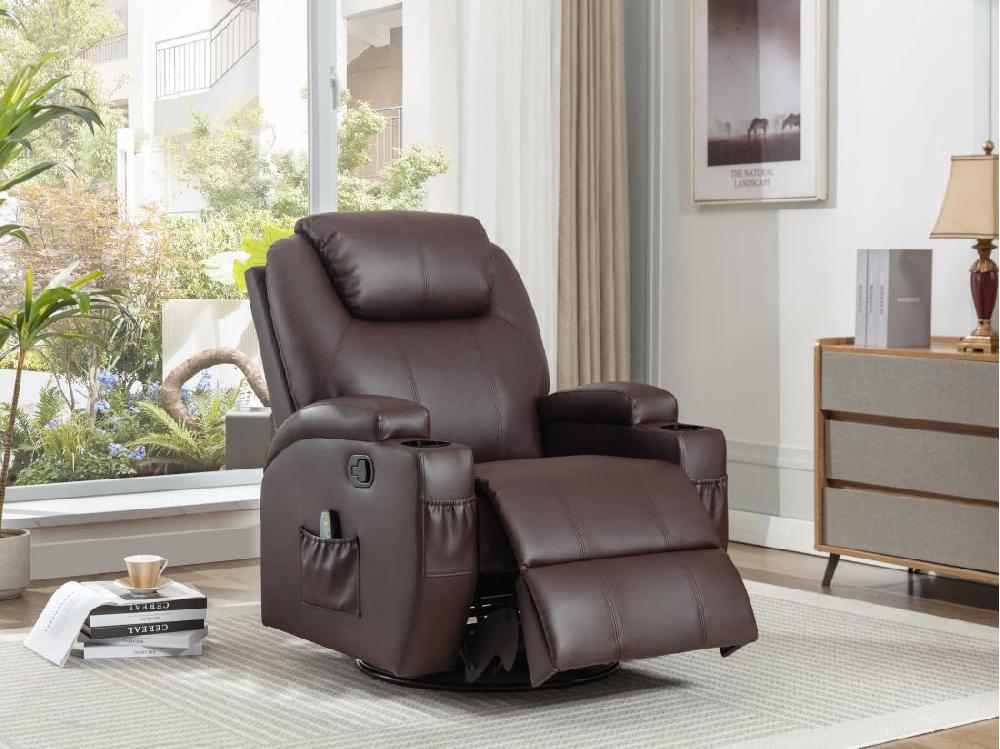 Vente Unique Fauteuil Massant SILVANO En Simili - Marron