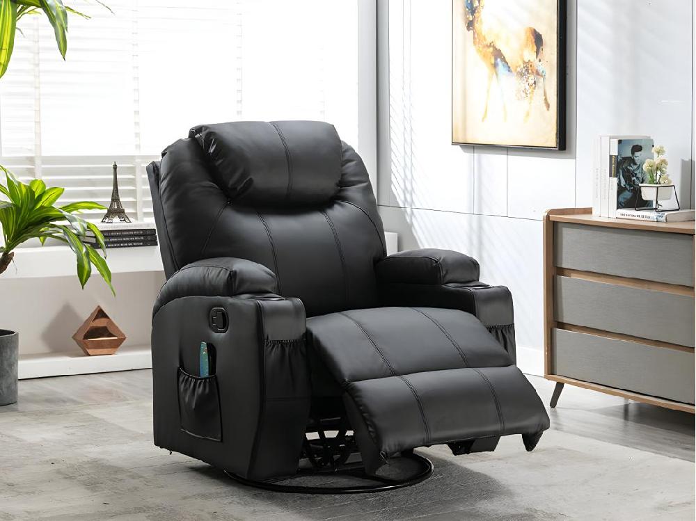 Vente Unique Fauteuil Massant SILVANO En Simili - Noir