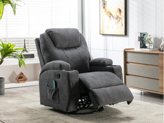 Vente Unique Fauteuil Massant SILVANO En Tissu - Gris