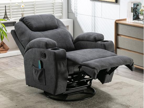 Vente Unique Fauteuil Massant SILVANO En Tissu - Gris