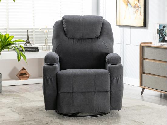 vente unique Fauteuil massant SILVANO en tissu - Gris