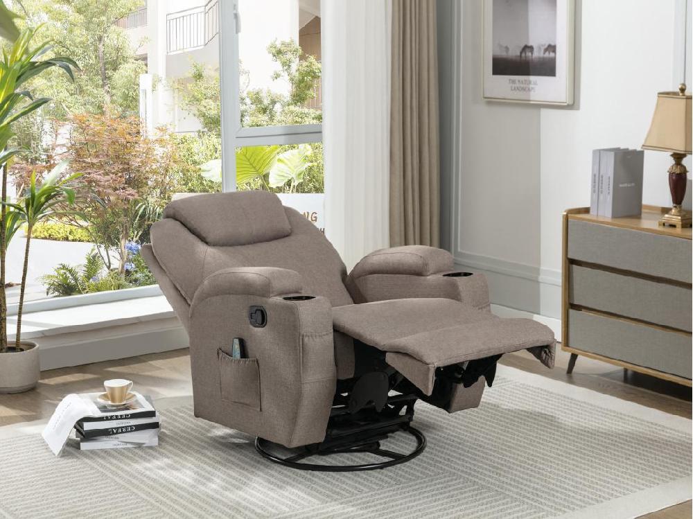 Vente Unique Fauteuil Massant SILVANO En Tissu - Taupe