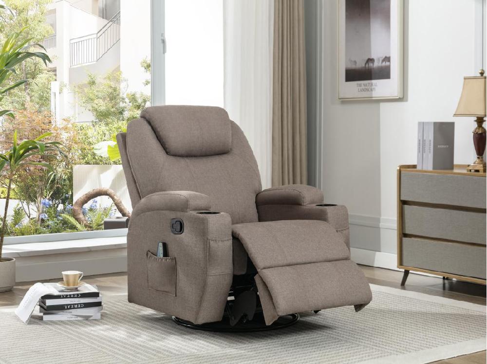 Vente Unique Fauteuil Massant SILVANO En Tissu - Taupe