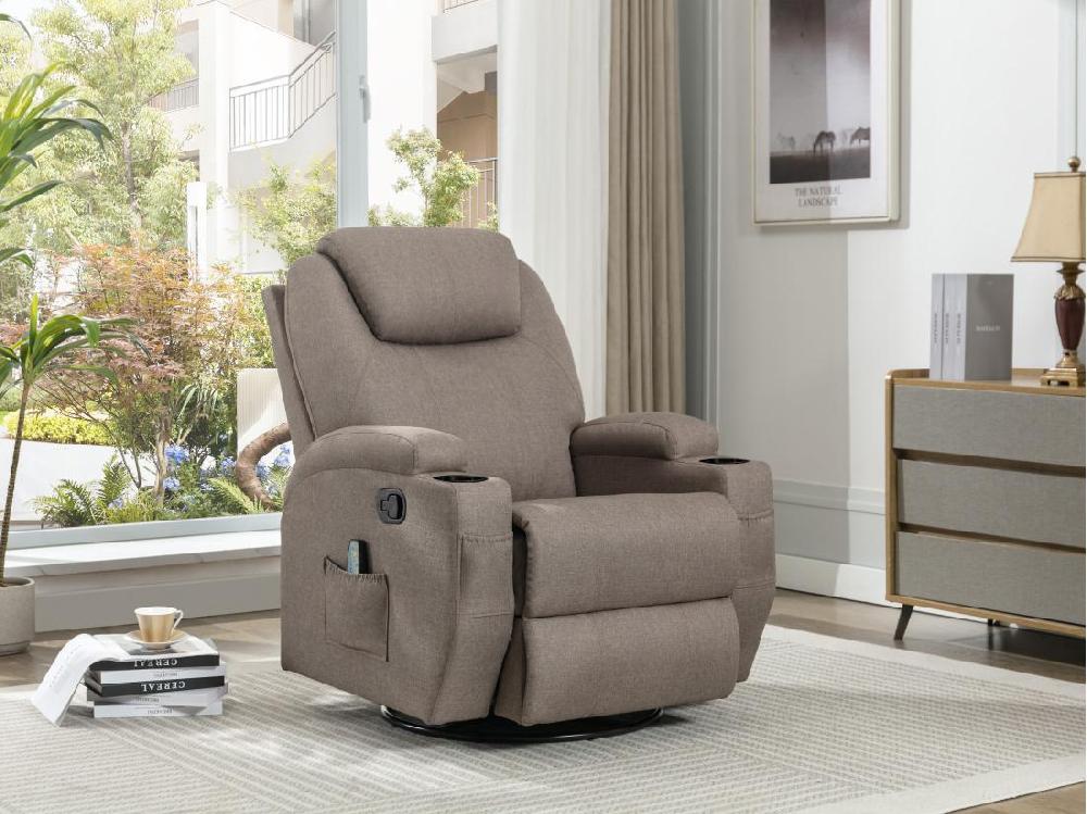 vente unique Fauteuil massant SILVANO en tissu - Taupe