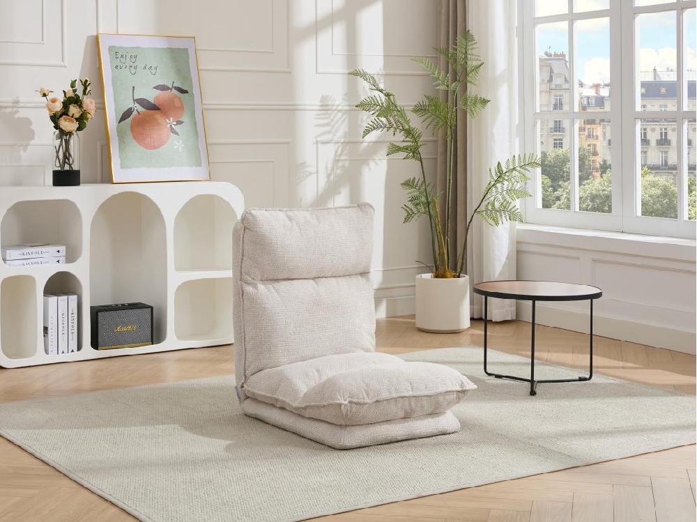 vente unique Fauteuil paresseux convertible réglable en tissu chiné beige MURTERA