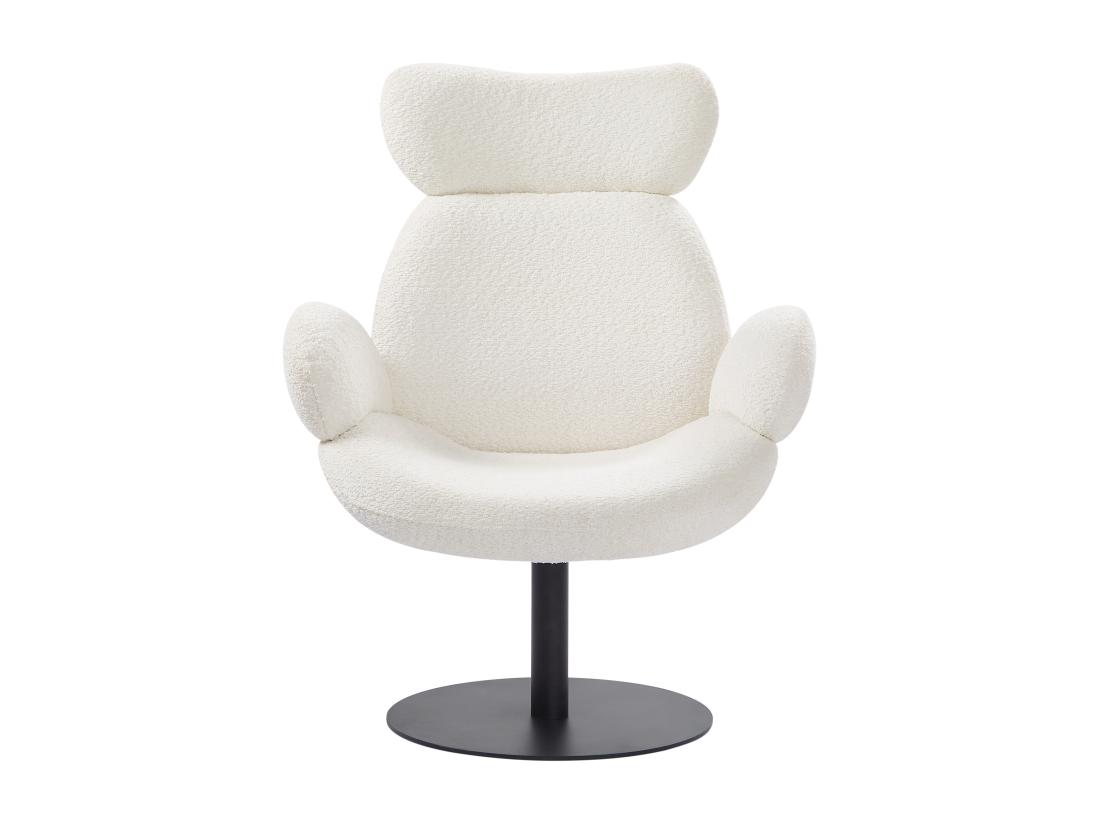 Vente Unique Fauteuil Pivotant En Tissu Bouclette Blanc ATORCO