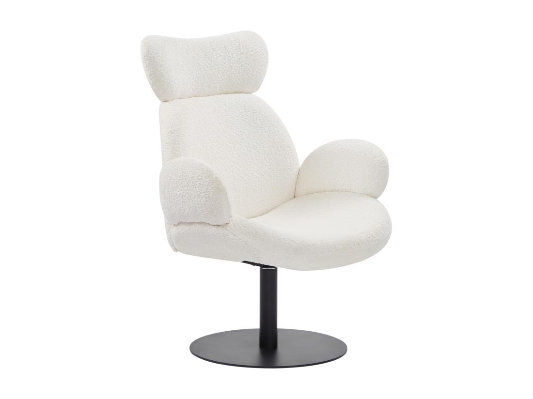 Vente Unique Fauteuil Pivotant En Tissu Bouclette Blanc ATORCO