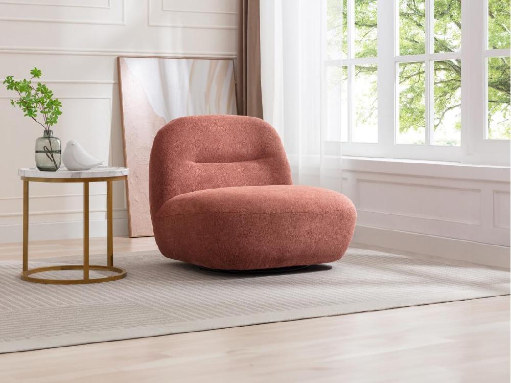 vente unique Fauteuil pivotant en tissu texturé terracotta POZETI
