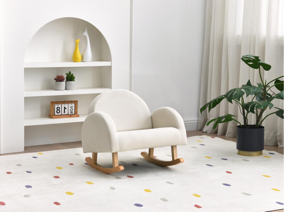 vente unique Fauteuil pour enfant à bascule en tissu beige ESLIDA