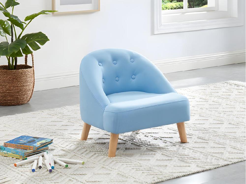 vente unique Fauteuil pour enfant en tissu 100% coton MAGGIE - Bleu pastel