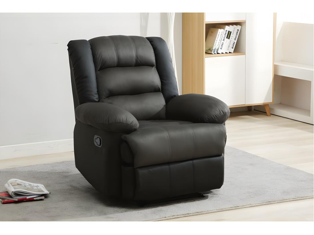 Vente Unique Fauteuil Relax "Buckingham" - 85 X 93 X 100 Cm - Noir / Gris Foncé