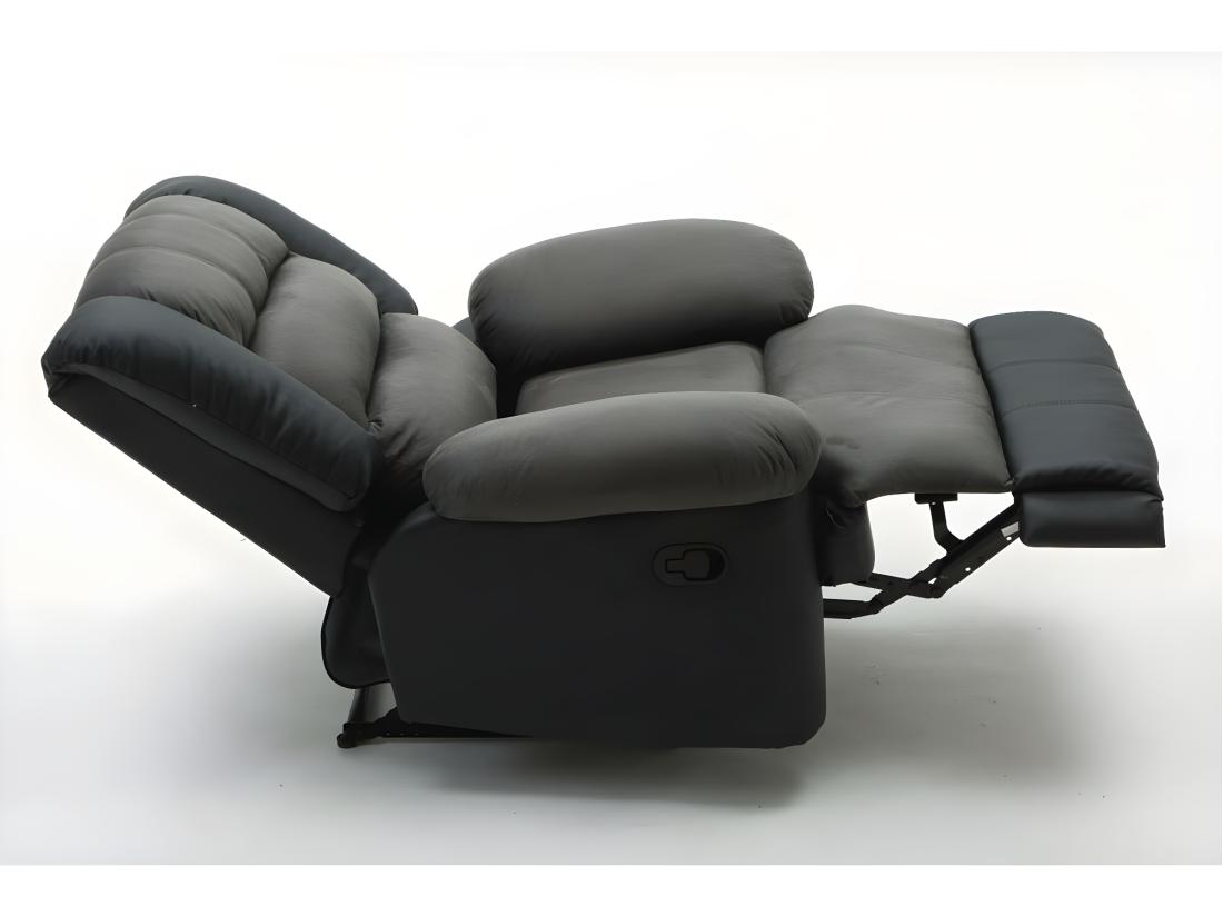 Vente Unique Fauteuil Relax "Buckingham" - 85 X 93 X 100 Cm - Noir / Gris Foncé