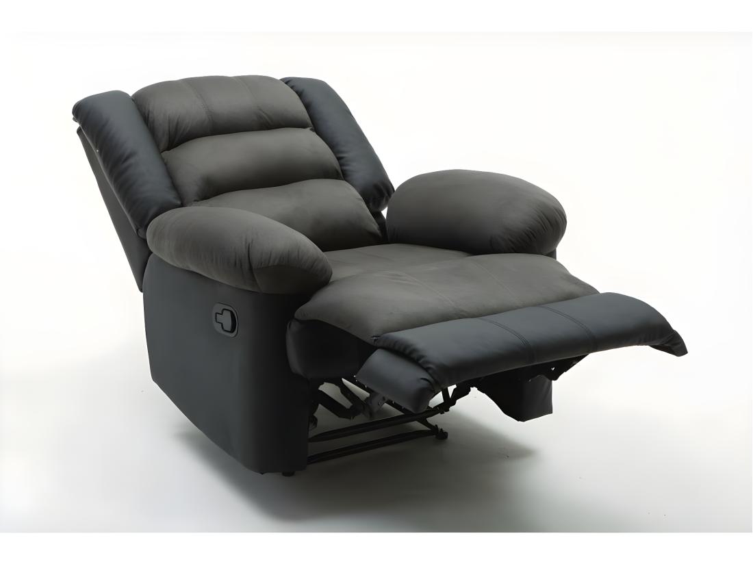 Vente Unique Fauteuil Relax "Buckingham" - 85 X 93 X 100 Cm - Noir / Gris Foncé