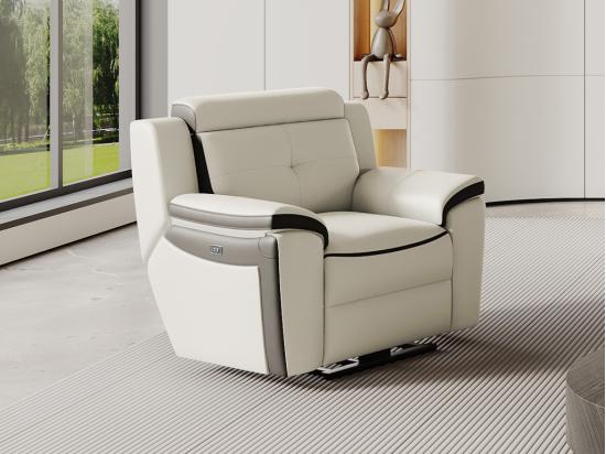 Vente Unique Fauteuil Relax électrique En Cuir ANGELIQUE - Blanc/anthracite