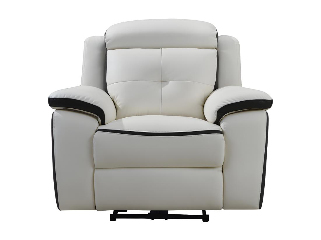 Vente Unique Fauteuil Relax électrique En Cuir ANGELIQUE - Blanc/anthracite