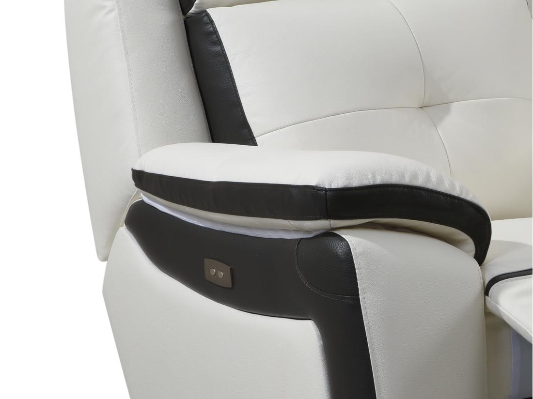 Vente Unique Fauteuil Relax électrique En Cuir ANGELIQUE - Blanc/anthracite
