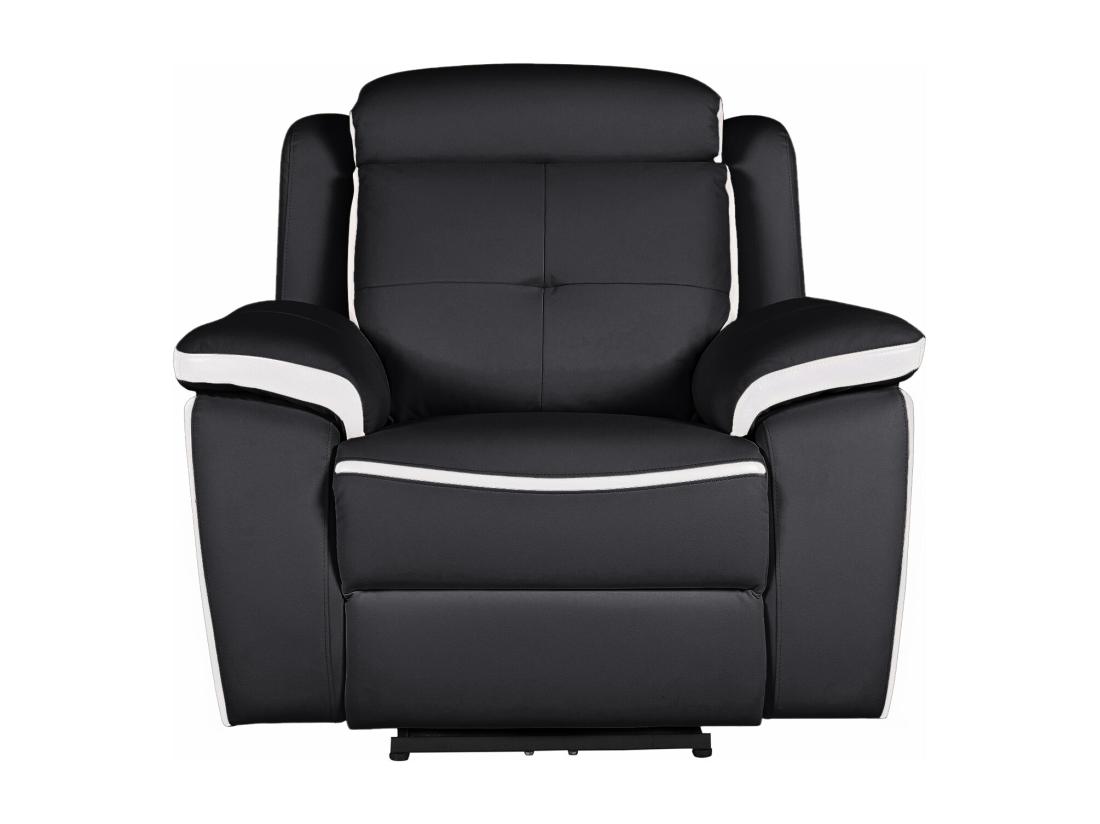 Vente Unique Fauteuil Relax électrique En Cuir ANGELIQUE - Noir/blanc