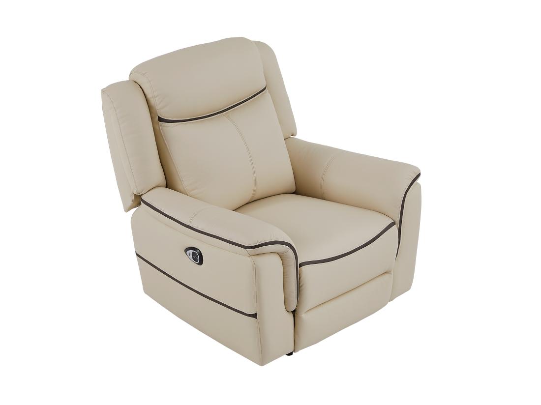Vente Unique Fauteuil Relax électrique En Cuir Beige ADELIO