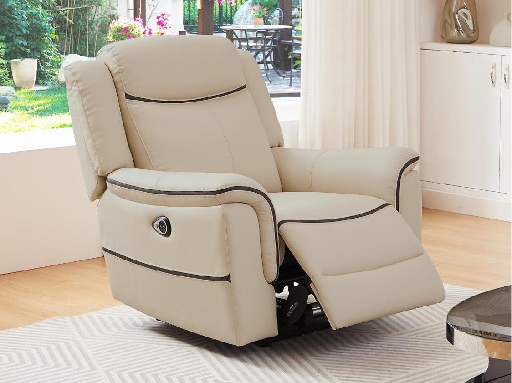 Vente Unique Fauteuil Relax électrique En Cuir Beige ADELIO