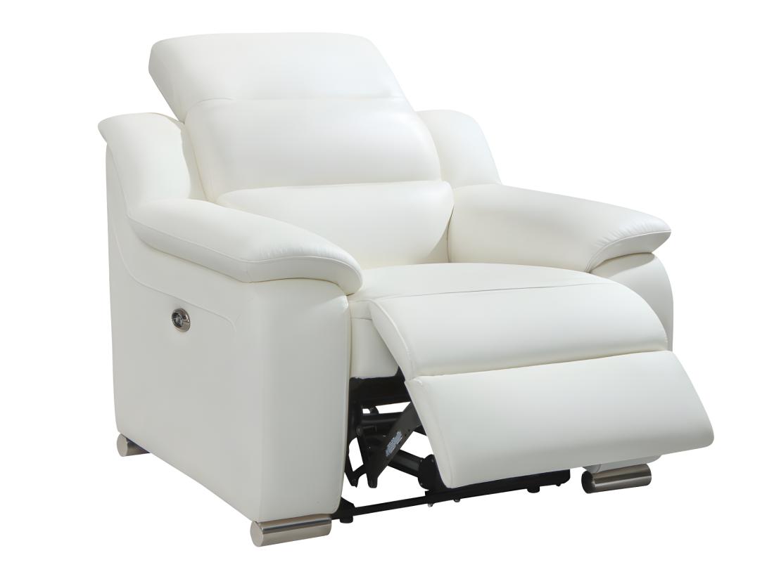 Vente Unique Fauteuil Relax électrique En Cuir Blanc ARENA III