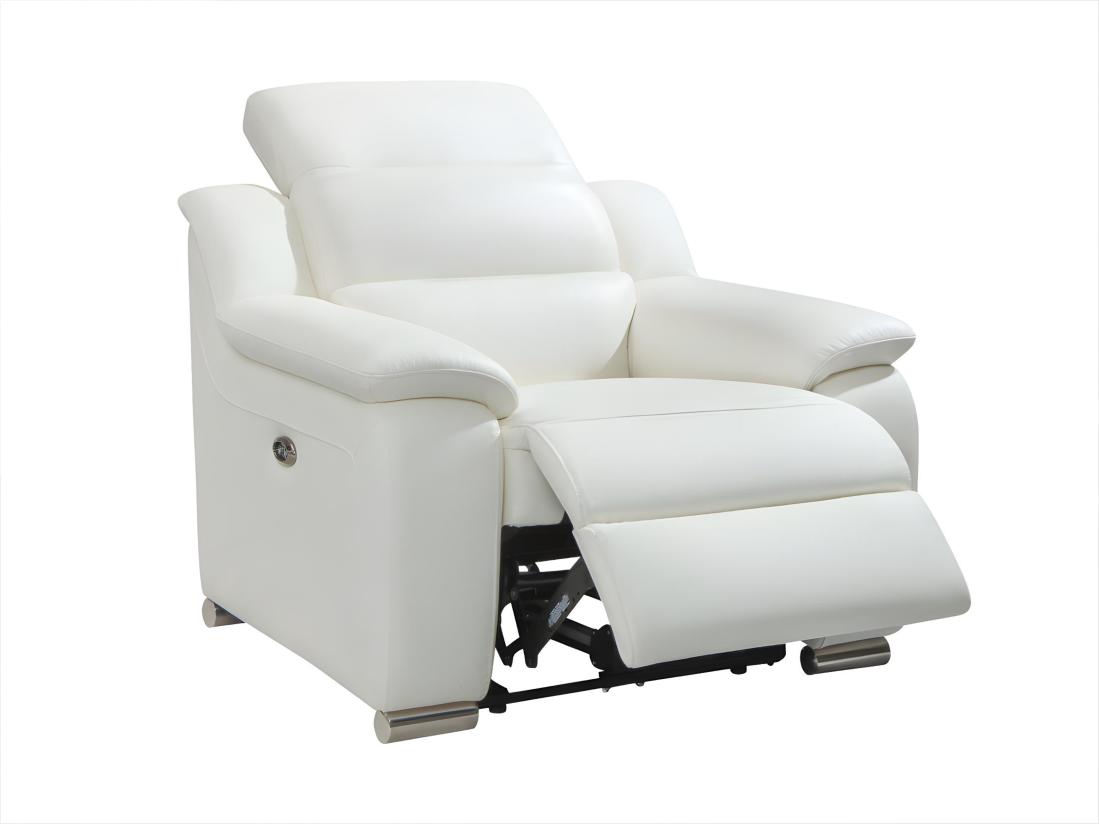 vente unique Fauteuil relax électrique en cuir blanc ARENA III