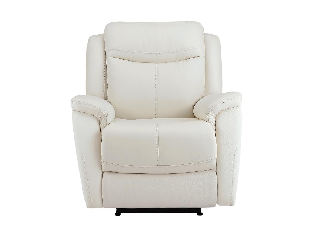 Vente Unique Fauteuil Relax électrique En Cuir De Vachette Blanc NOMAJO
