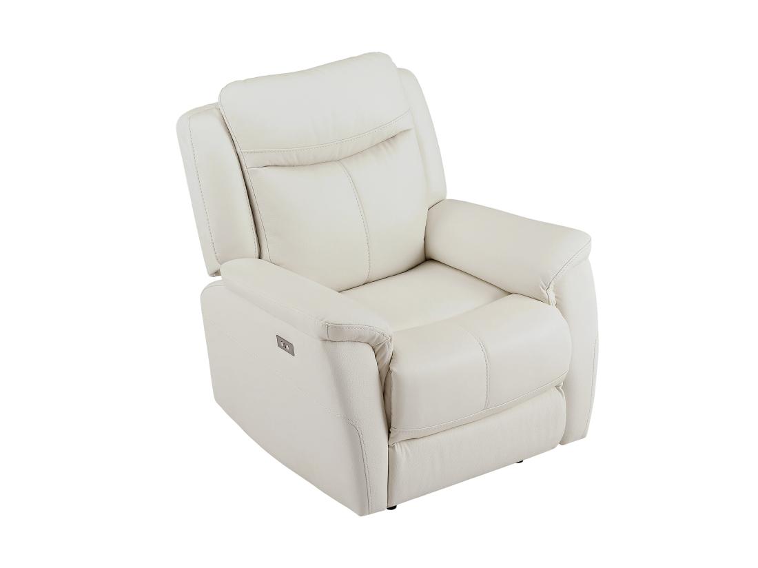 Vente Unique Fauteuil Relax électrique En Cuir De Vachette Blanc NOMAJO