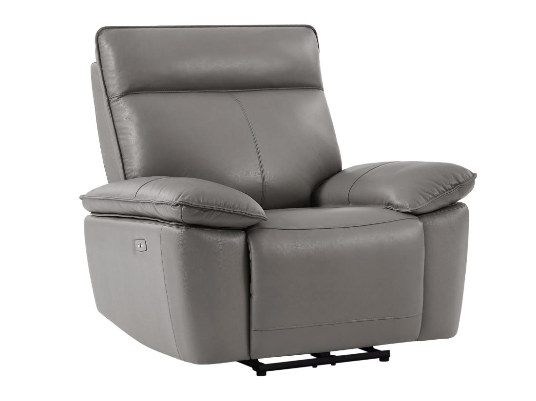 Vente Unique Fauteuil Relax électrique En Cuir De Vachette Gris NOVENA