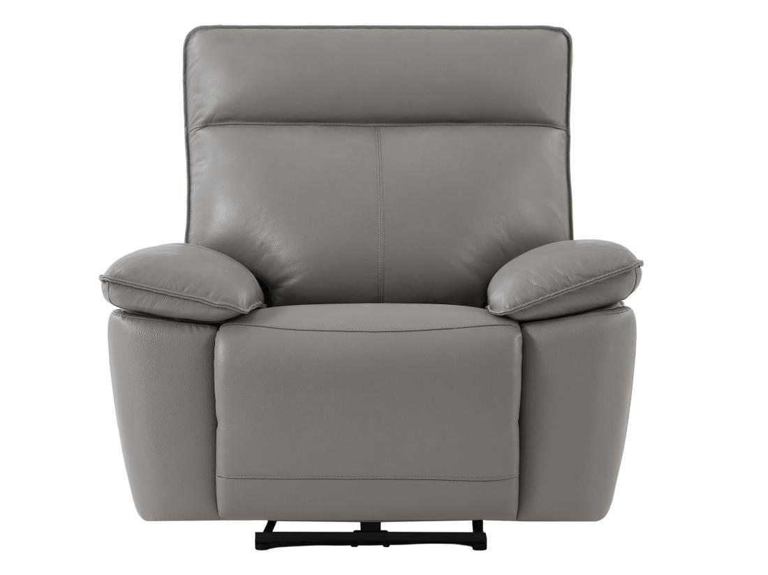 Vente Unique Fauteuil Relax électrique En Cuir De Vachette Gris NOVENA