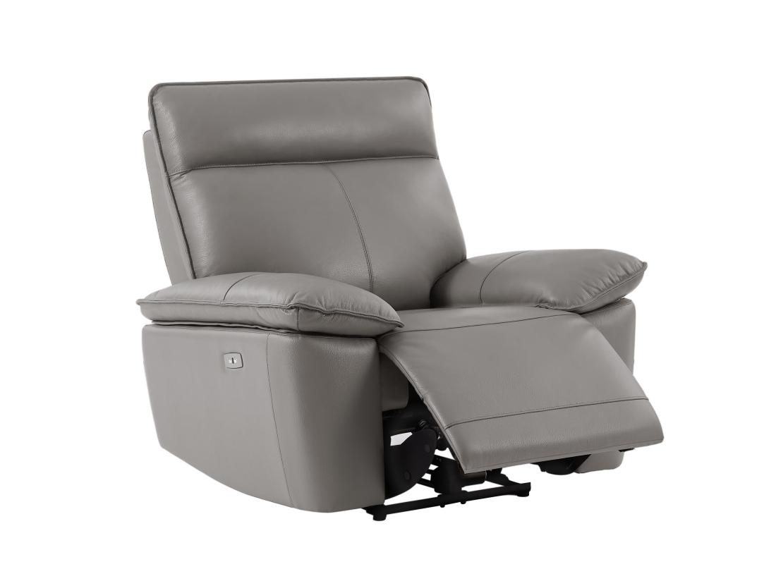 Vente Unique Fauteuil Relax électrique En Cuir De Vachette Gris NOVENA