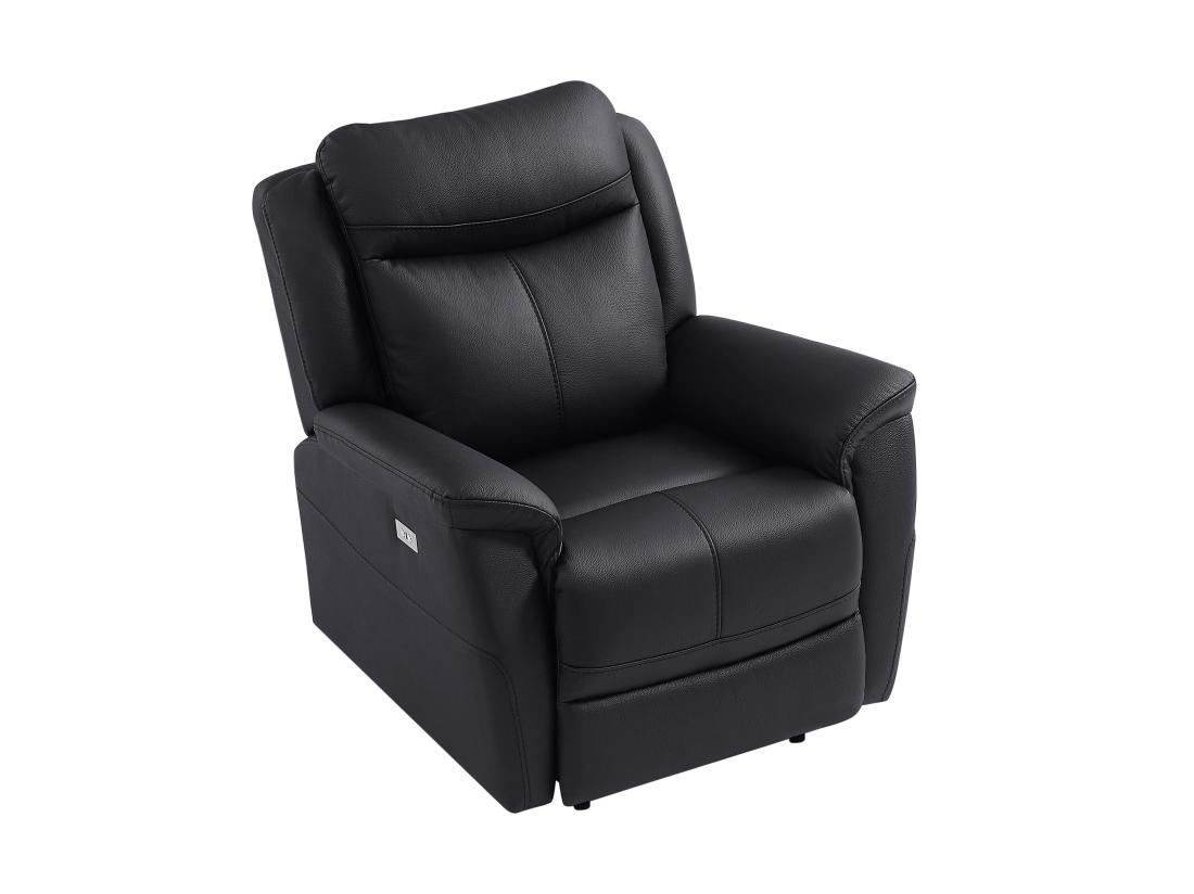Vente Unique Fauteuil Relax électrique En Cuir De Vachette Noir NOMAJO