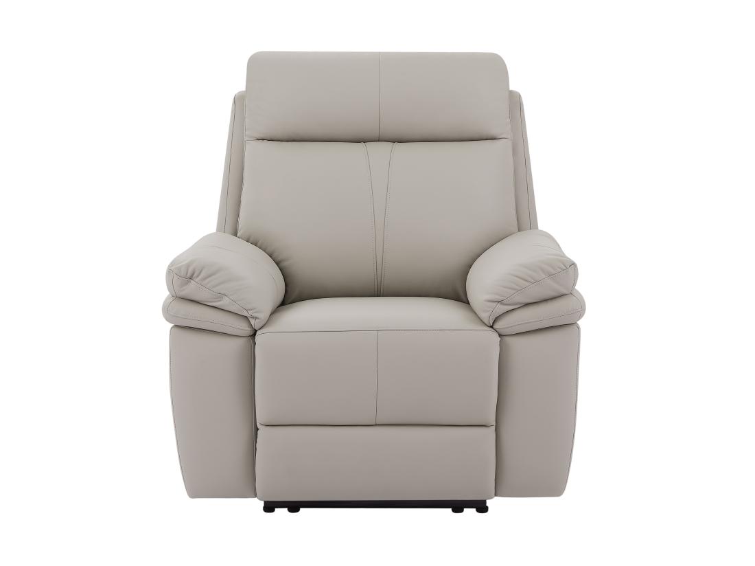 Vente Unique Fauteuil Relax électrique En Cuir Gris Clair MESOLA