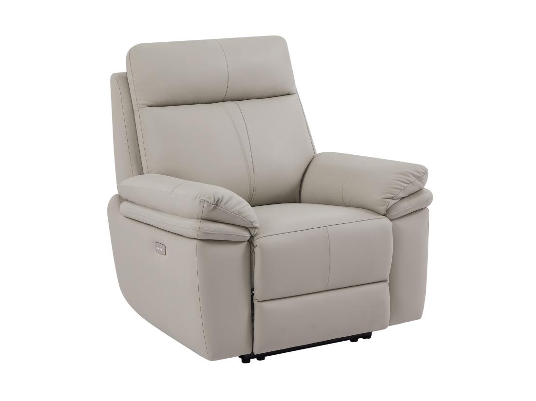 Vente Unique Fauteuil Relax électrique En Cuir Gris Clair MESOLA