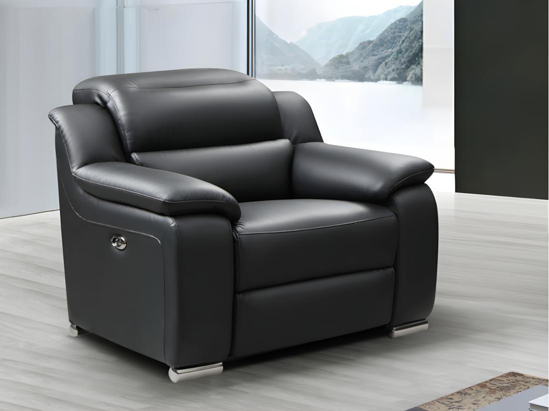 vente unique Fauteuil relax électrique en cuir noir ARENA III